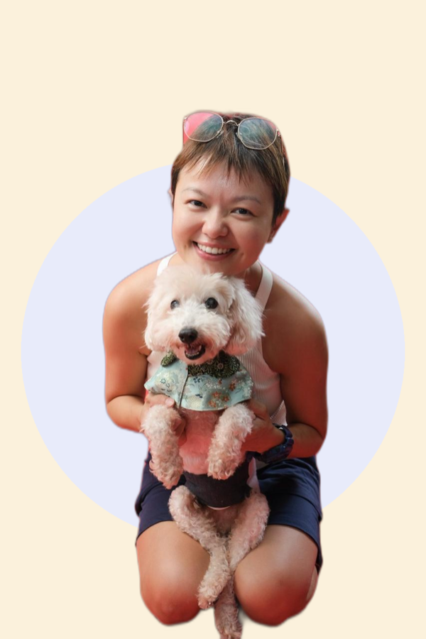 Chui Shia, founder of Mikavi, with her dog